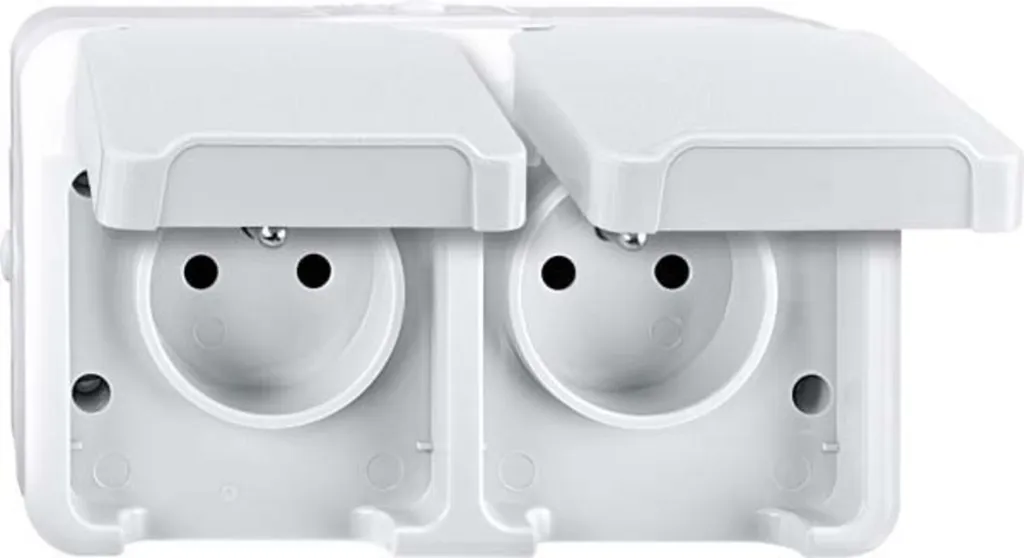 Merten MEG2520-8029 Prise Double avec Terre et Plaque de Finition Blanc