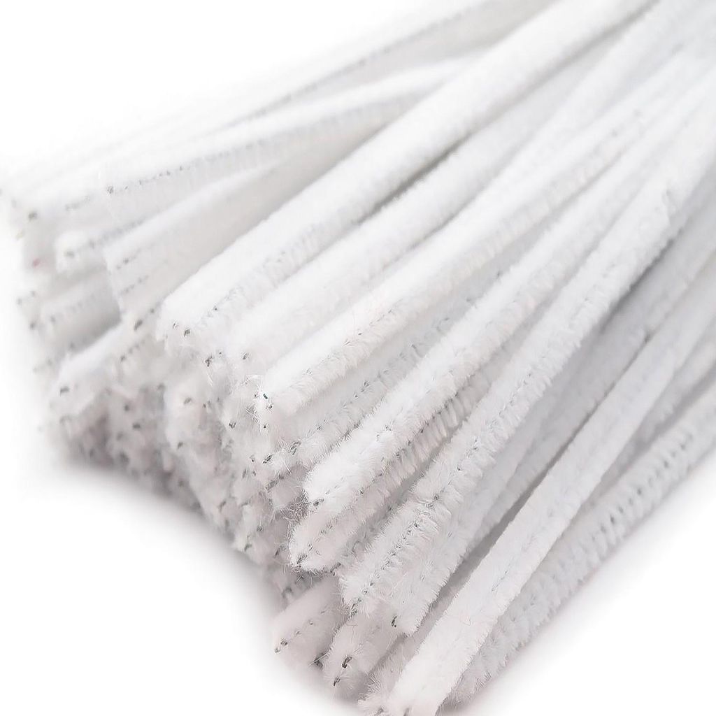 Pfeifenreiniger 20er Chenille-Draht 6mm, Länge 30cm, weiß