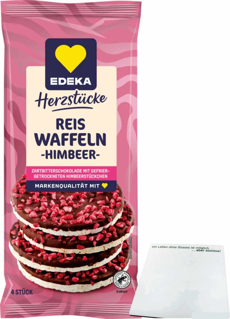 Edeka Reiswaffeln Himbeer mit Zartbitterschokolade 4 Stück Produktbild 