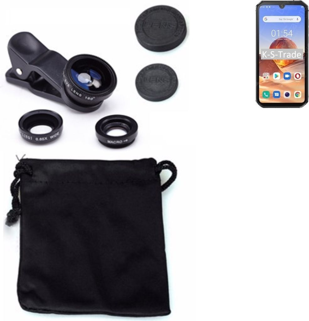 K-S-Trade Smartphone Kamera Linsen Set Kompatibel mit Blackview BV9900E 3in1 Clip-On Kamera Adapter Macro Weitwinkel FishEye Fischauge Objektiv Linse