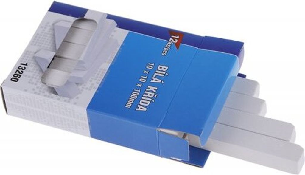 White chalk 10x10x100mm, 12pcs