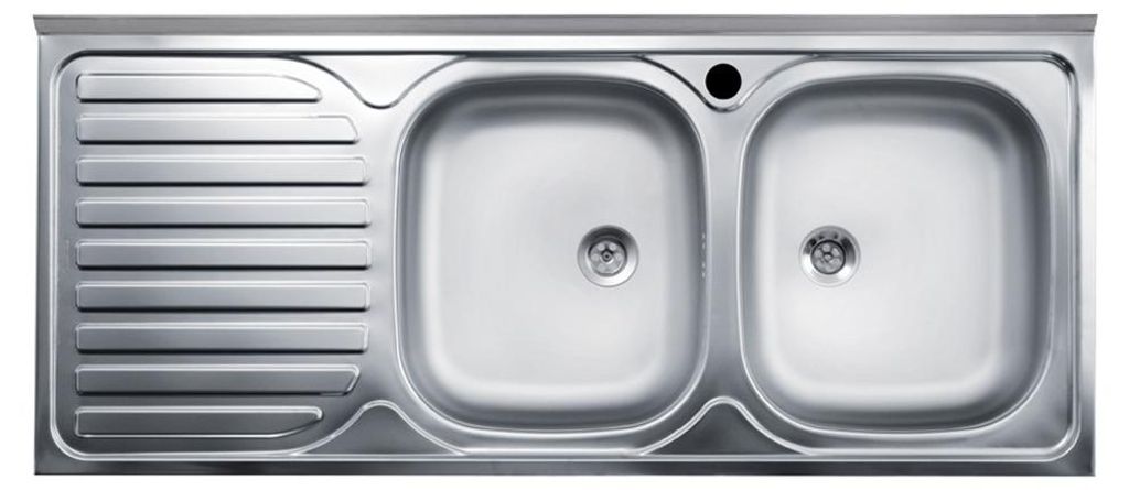 Lavello cucina acciaio appoggio 120x50 cm doppia vasca e Immagine del prodotto 