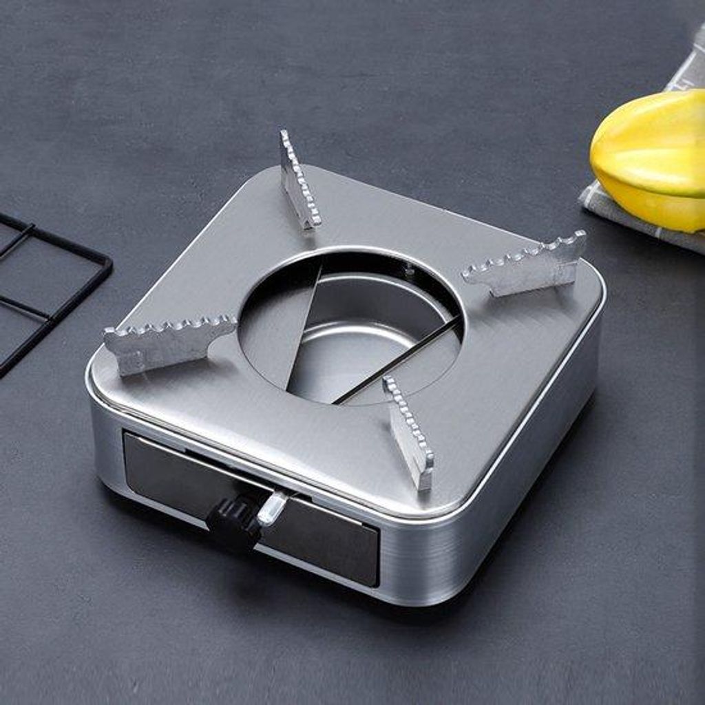 Portable Grill für Camping, silberfarbener Edelstahl-Design aus einem Stück mit Schublade, ideal für Familienausflüge und Wanderungen (Alkohol ...