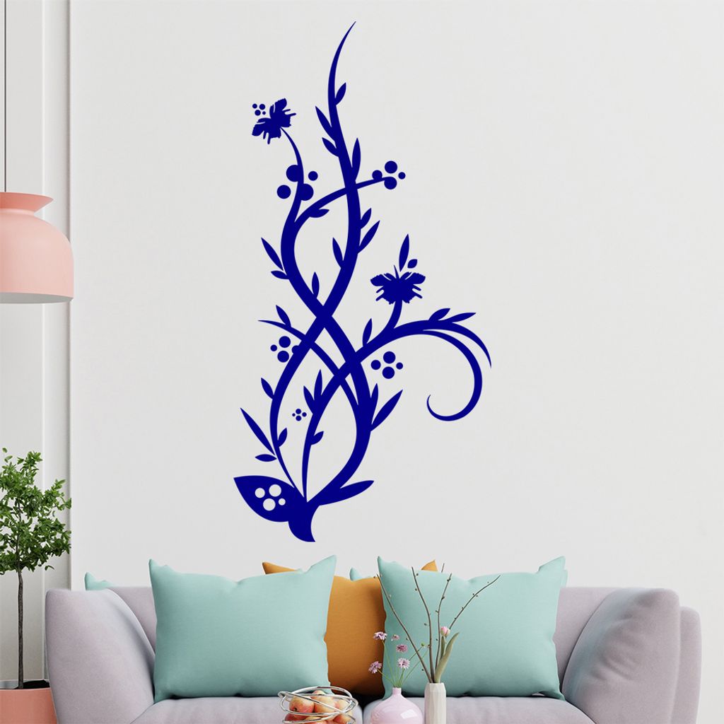 Falter Schmetterling Blüte Wandtattoo in 6 Größen - Wandaufkleber Wall Sticker - Dekoration, Küche, Wohnzimmer, Schlafzimmer, Badezimmer