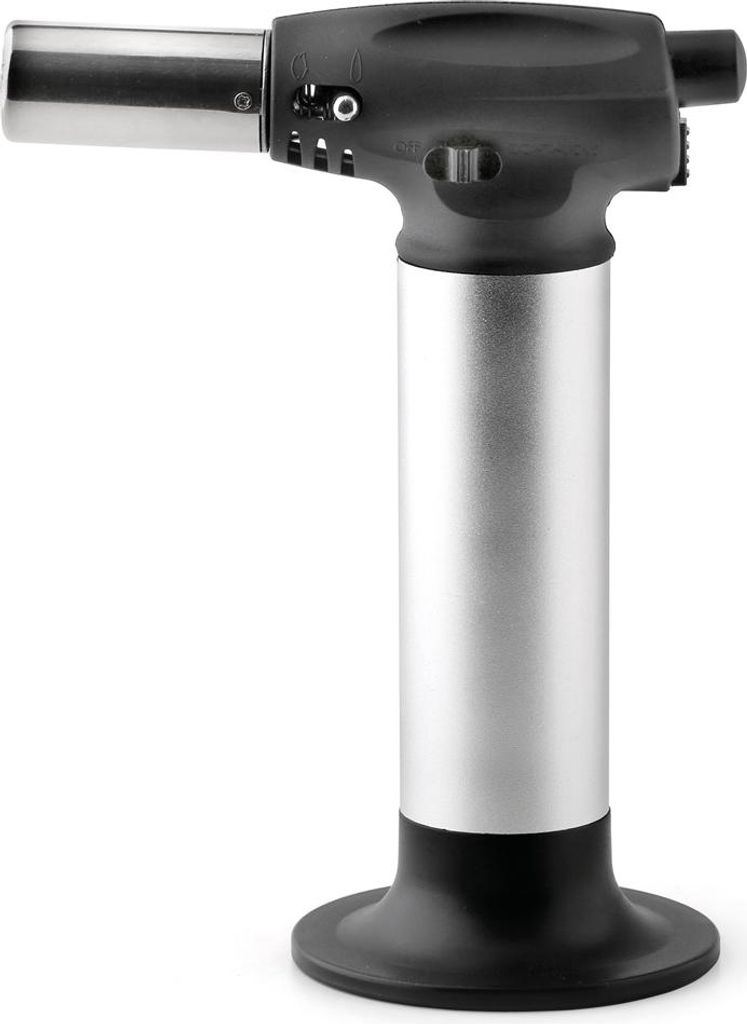 A creme brulee torch is shown against a white background.