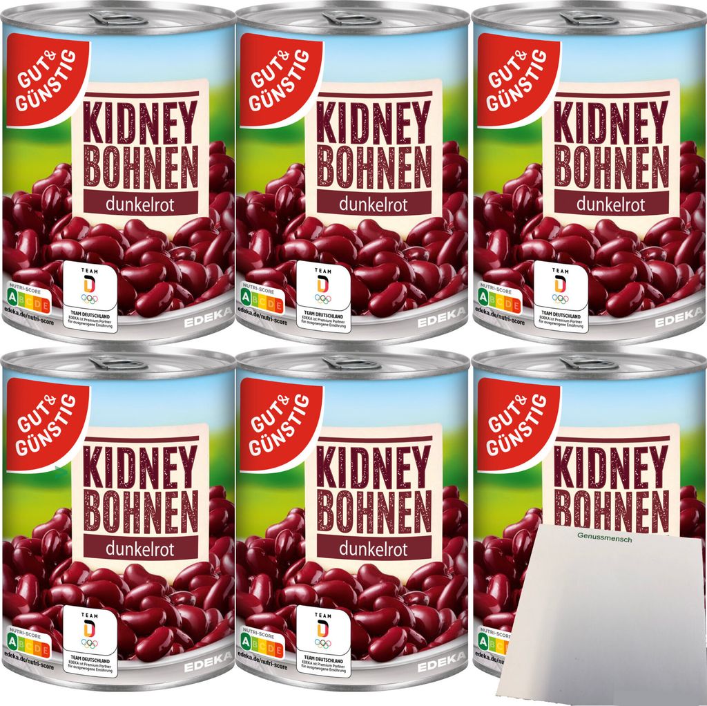 Gut & Günstig Kidneybohnen dunkelrot 6er Pack (6x400g Dose) Produktbild 