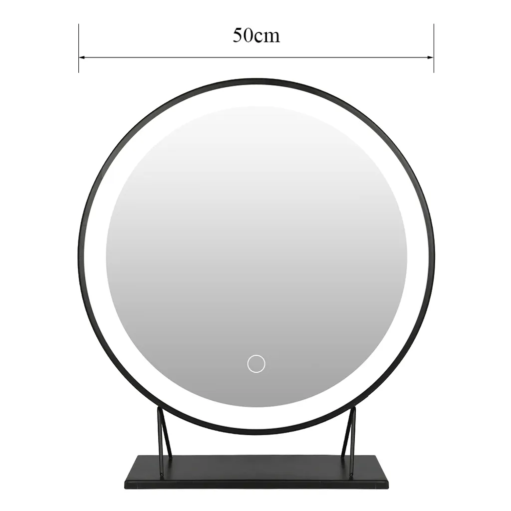 Miroir LED 50x50cm dimmable 3 couleurs avec commande tactile moderne