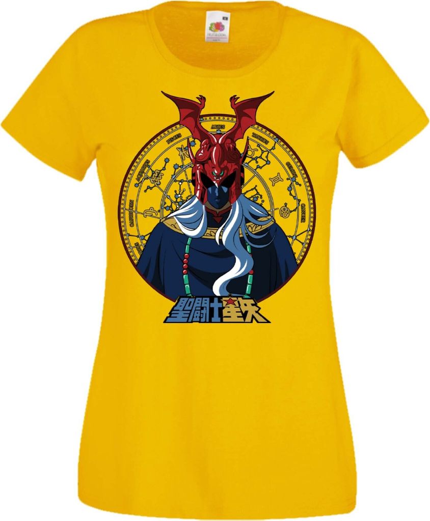 Damen T-Shirt Manga Anime Saint Anime Seiya Knights Of The Zodiac Pope Ares Pope Ares, Lady 2XL / Gelb