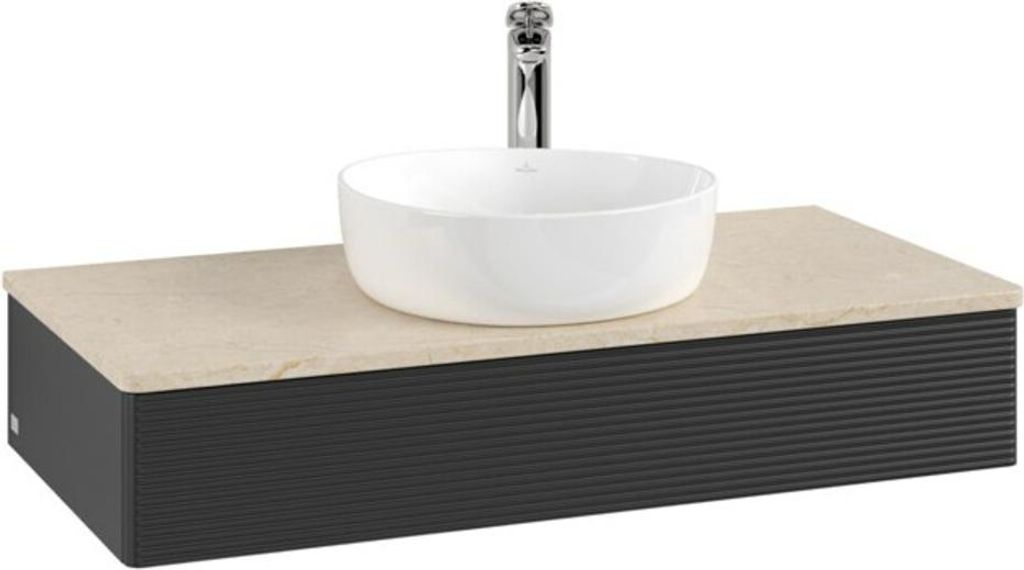 V&B Waschtischunterschrank mit Frontstruktur Antao 100x19x50cm, HL, WBP botti., bla m Lac