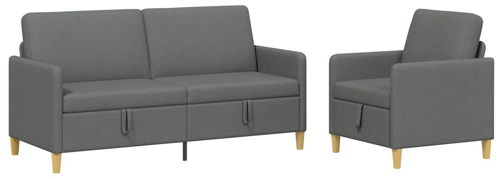 vidaXL Sofa Set mit Stauraum 2 pcs Dunkelgrau Polyester