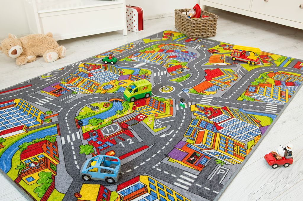 Kinderteppich Straßenteppich Spielteppich Kinderzimmer Autoteppich Spielzeugauto 
