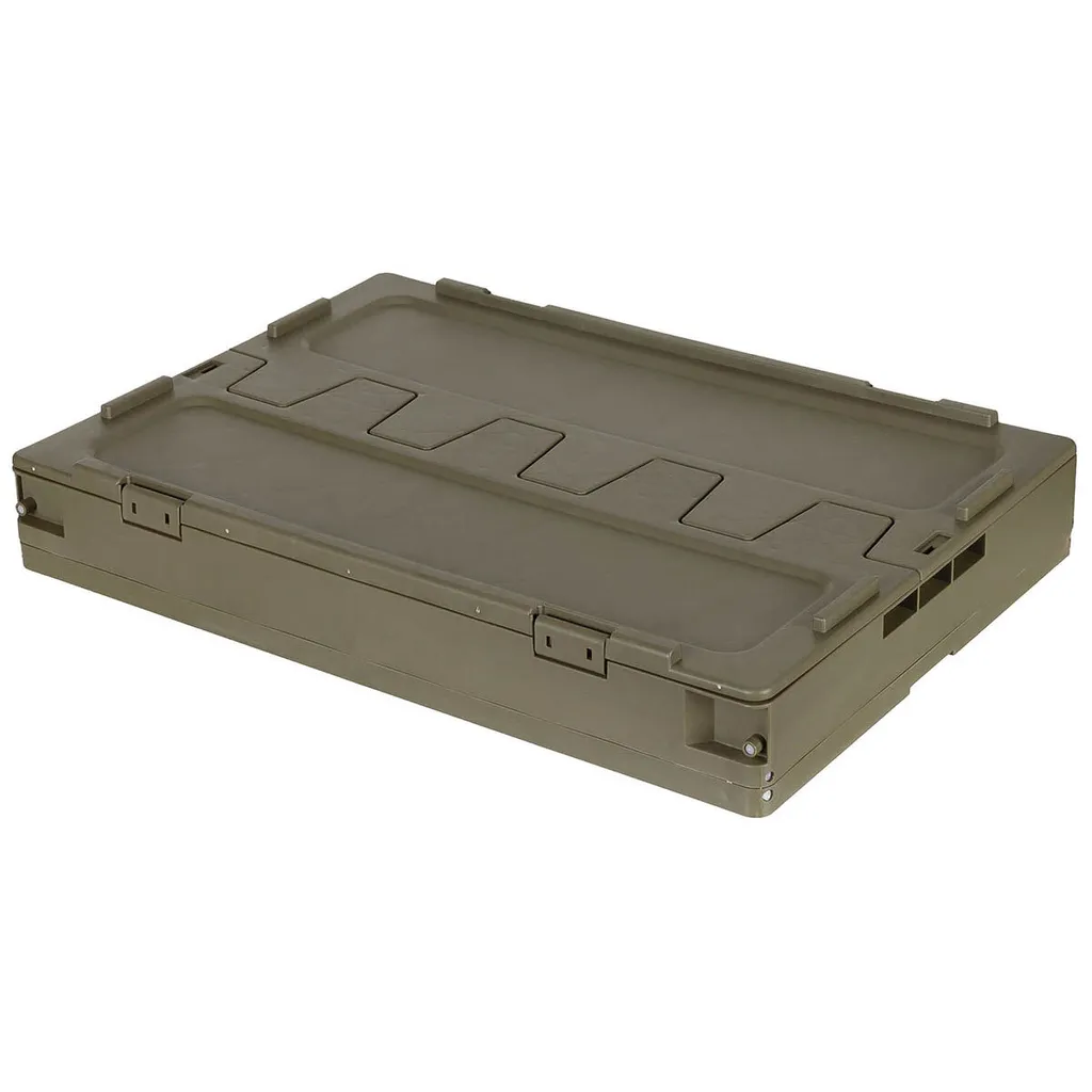 Boîte plastique pliable olive 60L - Bac de rangement robuste empilable