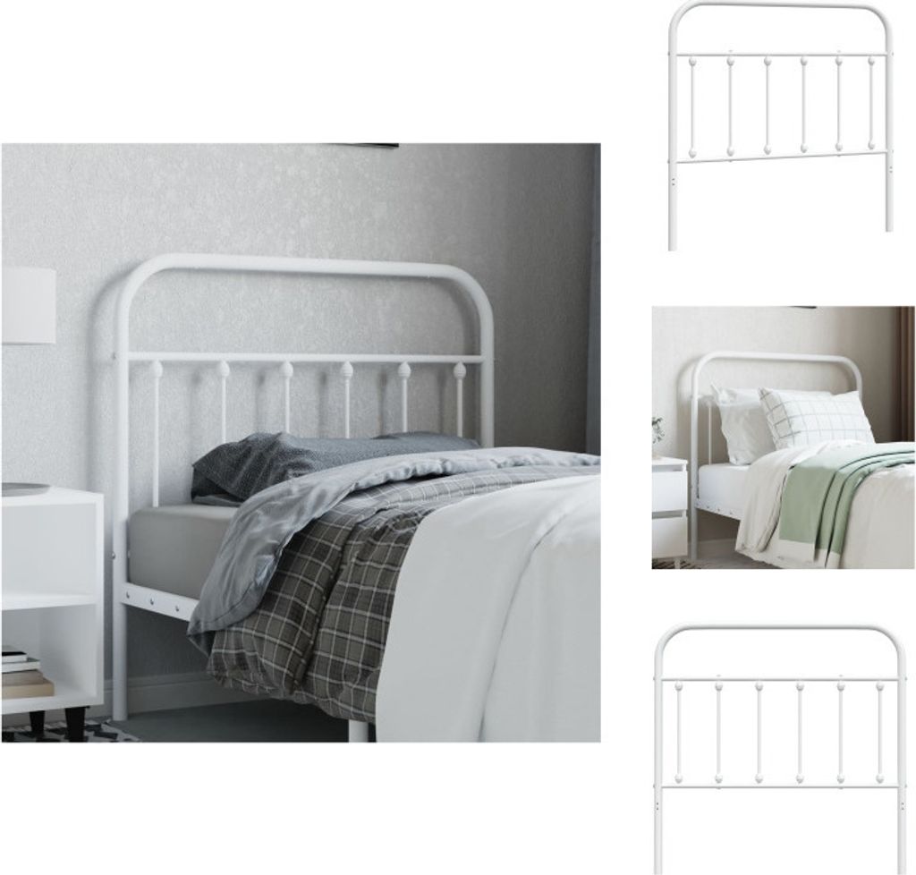vidaXL Kopfteil Metall Weiß 100 cm - Kopf- & Fußenden