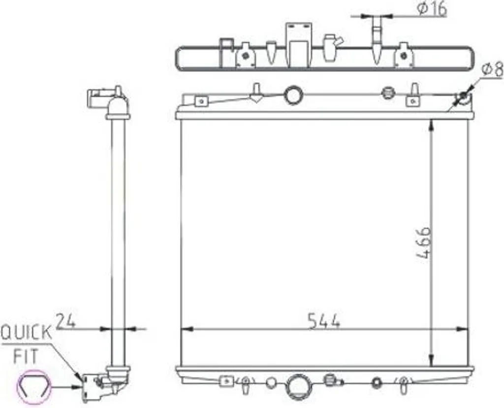 Radiateur moteur HART 607 344 compatible C8 et 807 OE 1330H8 d'origine