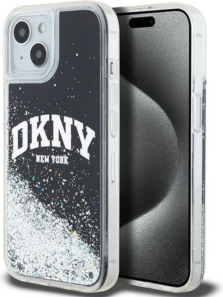 DKNY DKHCP14SLBNAEK iPhone 14 / 15 / 13 6.1" schwarz hardcase Liquid Glitter Big Logo Schutzhülle