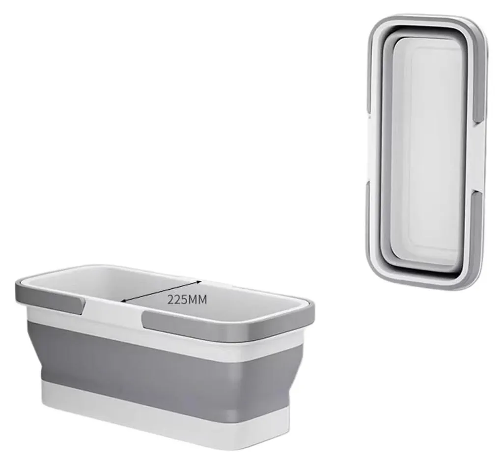 Grand seau de ménage pliable gain de place pour balai plat de 37,5 cm