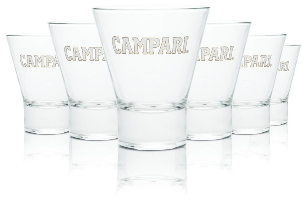 6x Campari Glas 0,25l Tumbler Becher Gläser V-Form Produktbild 
