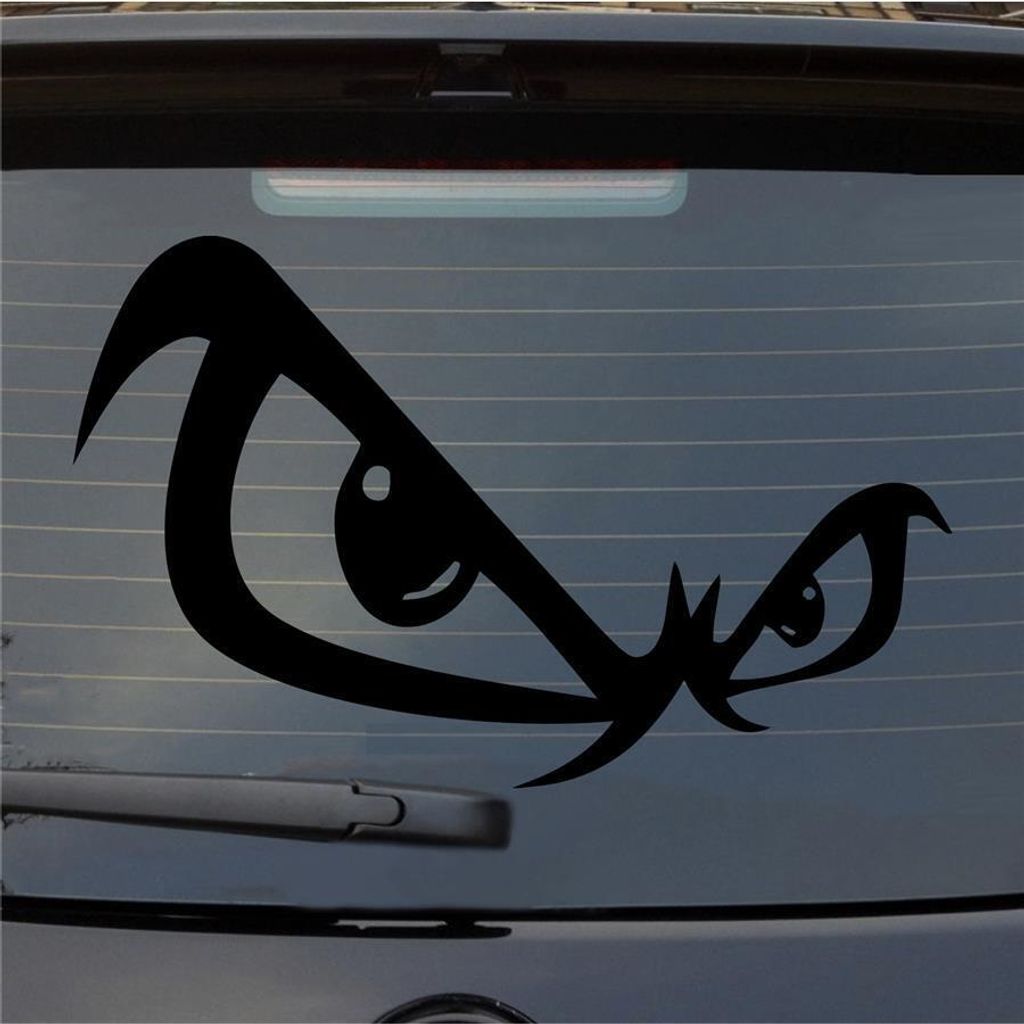 Heckscheibenaufkleber Böse Augen Bad Eyes Tuning Böser Blick JDM 54x34 cm Schwarz Glanz Auto Aufkleber Sticker