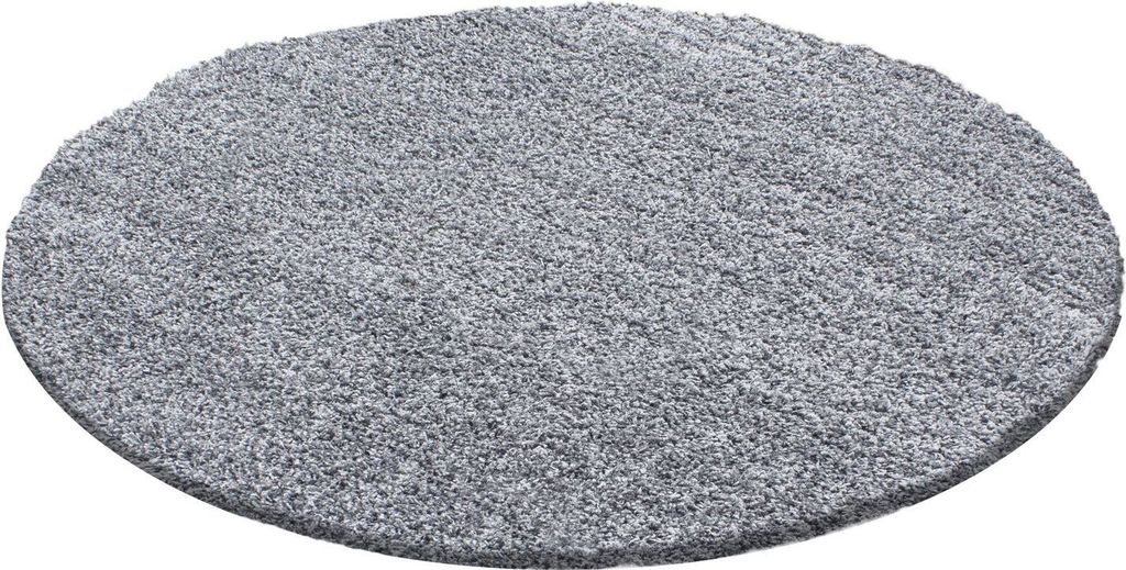 Hochflor Teppich Lux rund, Farbe: Hellgrau, Größe:200 cm rund