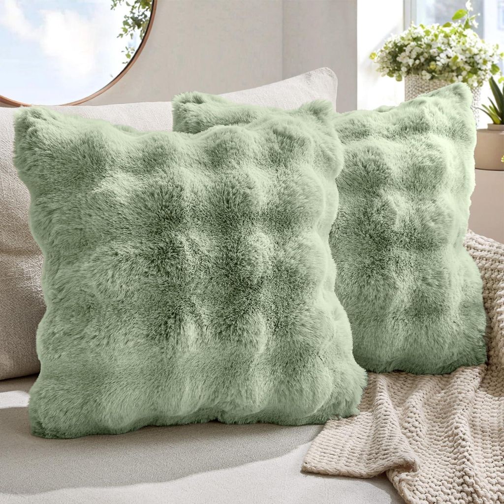 Plüschkissenbezug 40x40 cm, weiches Kissen fürs Sofa, kurzes Dekokissen aus Wolle, r quadratischer Kissenbezug für Sofa und Schlafzimmer, waschb...