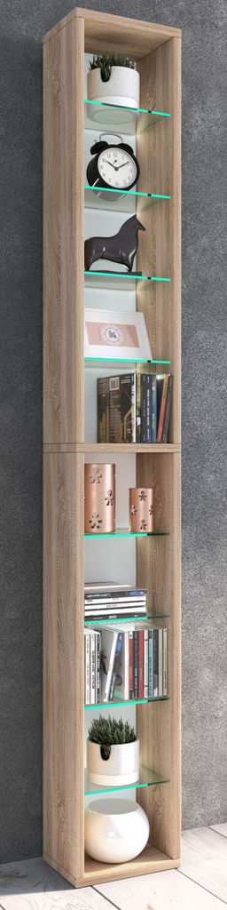 VCM Holz CD DVD Regal | Bücherregal | Aufbewahrung | Maße H. 155 x B. 21 x T. 14 cm | Standregal - Rasato XL