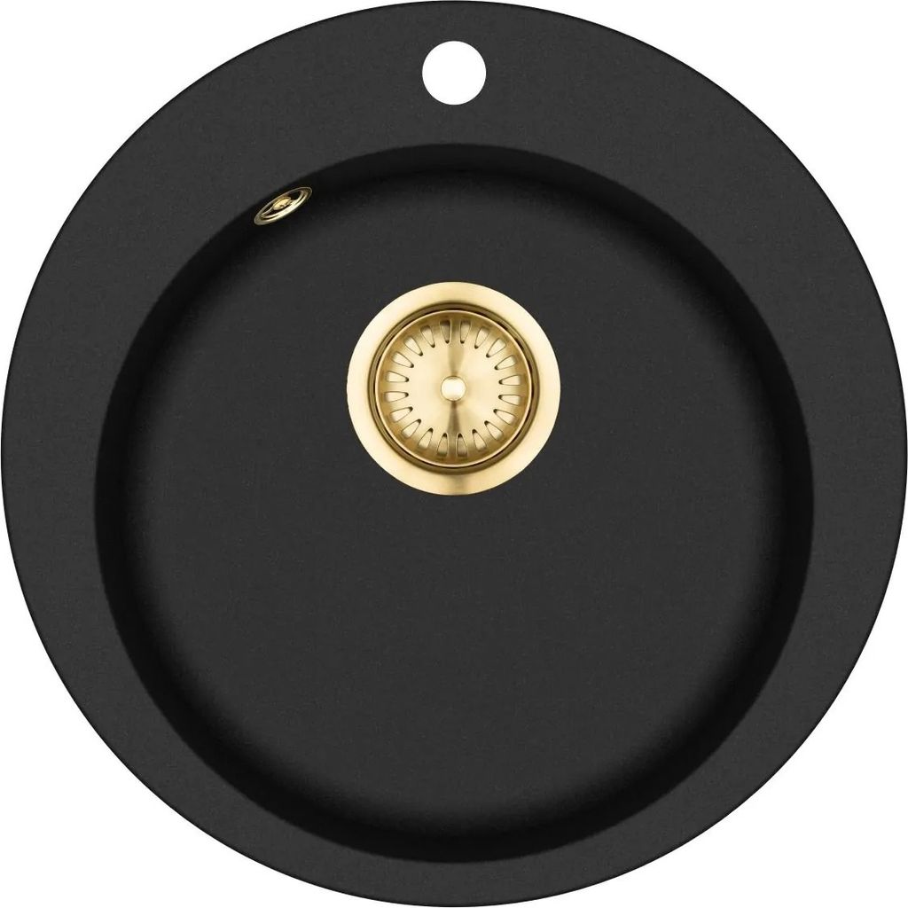 GURARI SR 100 - 601 W, Einbau Granitspüle Retro Design Schwarz metallic Gold