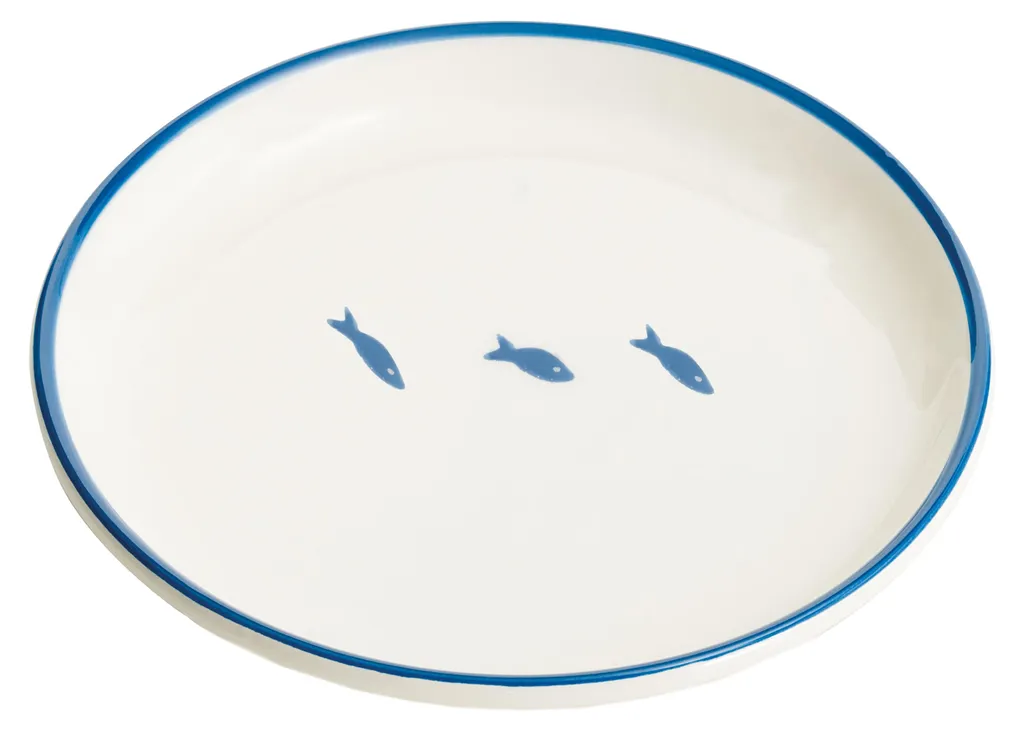 Assiettes Plates pour Table de Fête en Céramique Bleue Design Poisson