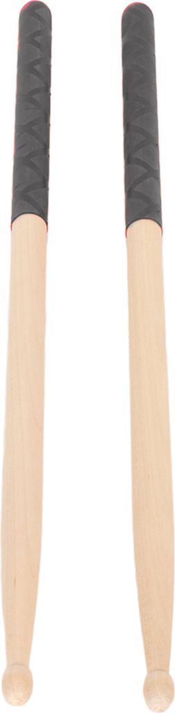 Two drumsticks with black grip tape on a white background.