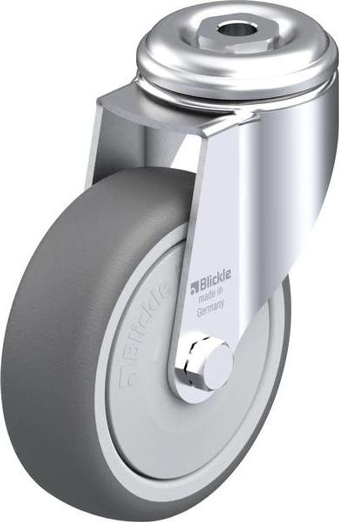 Blickle LKRA-PATH 101KF-11, Rolle, 300 kg, Grau, Silber, Swivel wheels, Nylon/Thermoplastic polyurethane (TPU), 10 cm