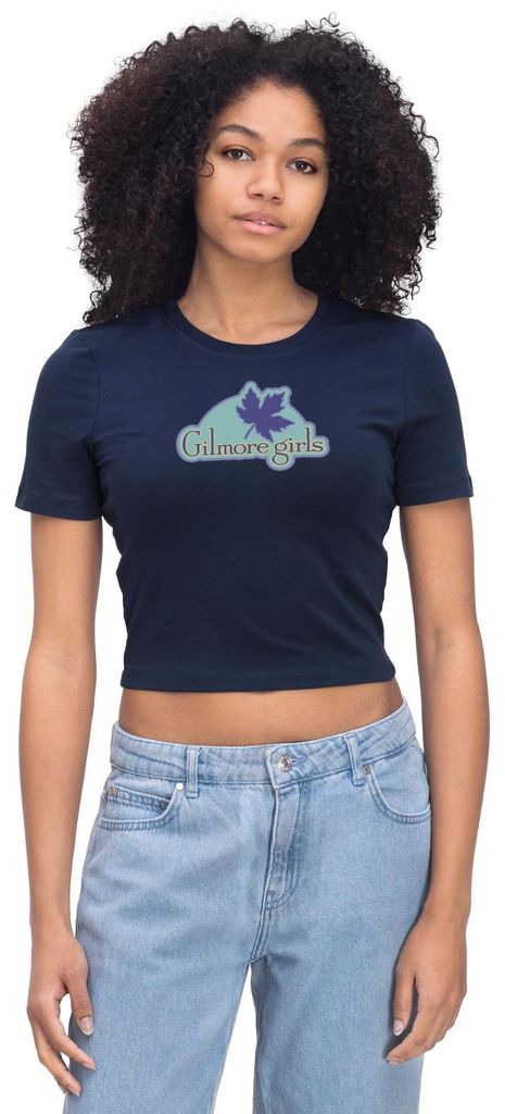 Spreadshirt Gilmore Girls Logo Crop Top, L, Light Navy