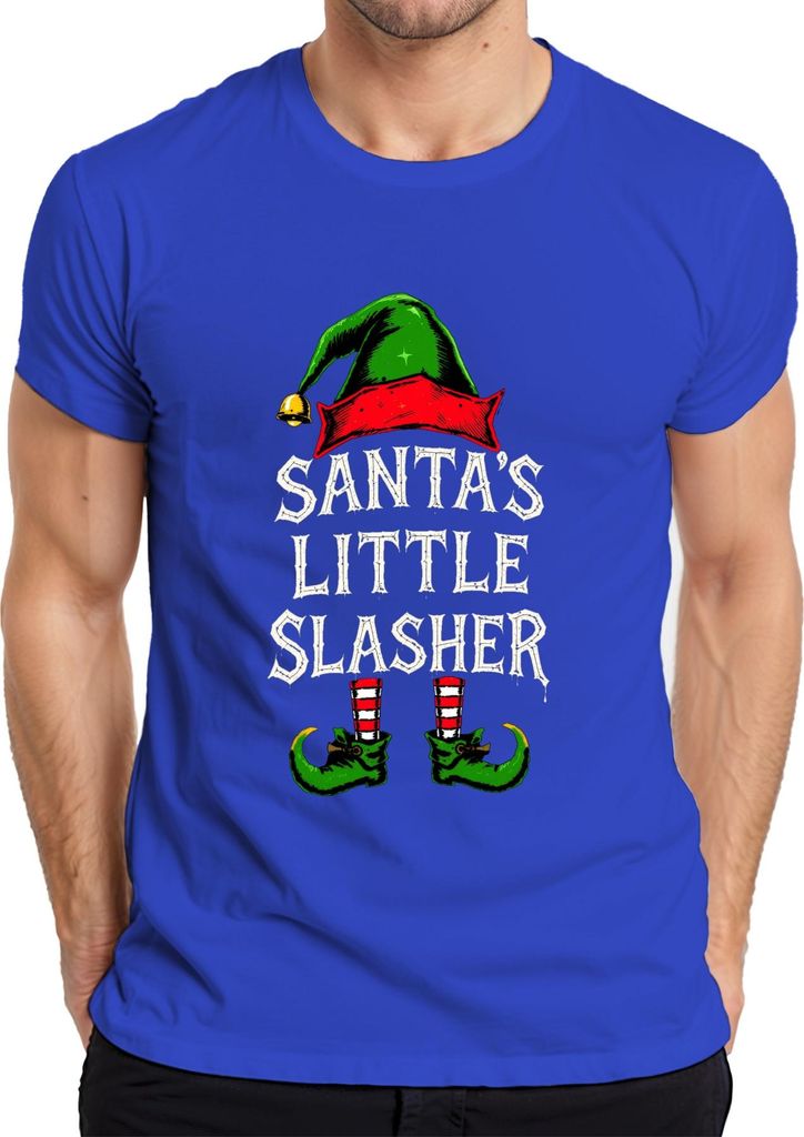 Santa's Little Slasher Weihnachten Elf Horror Gruselig Geschenk Herren T-Shirt, Blau, XXL