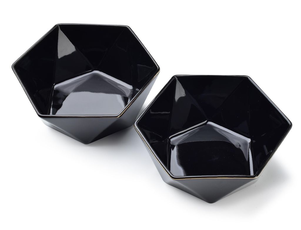 Affek Design SET AUS 2 SCHWARZEN GEOMETRISCHEN PORZELLANSCHALEN RALPH 750 ML