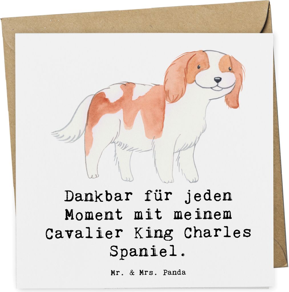 Mr. & Mrs. Panda Glückwunschkarte Cavalier King Charles Spaniel Moment - Weiß - Geschenk, Grußkarte, anlasskarte, doppelkarte, Klappkarte, faltk...