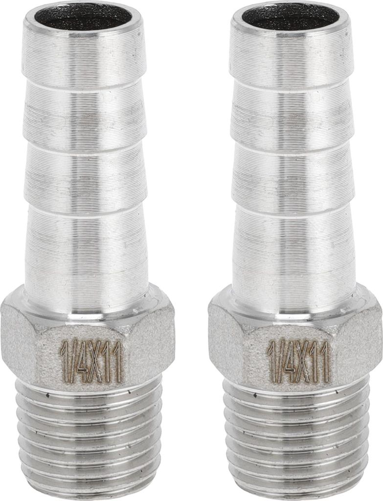 Edelstahl-Schlaucharmaturen, 7/16" Schlauch 1/4 BSPT Männlicher Schlaucharmaturverbinder für Luft Wasser Öl Gas Kraftstoff, 2 Stück