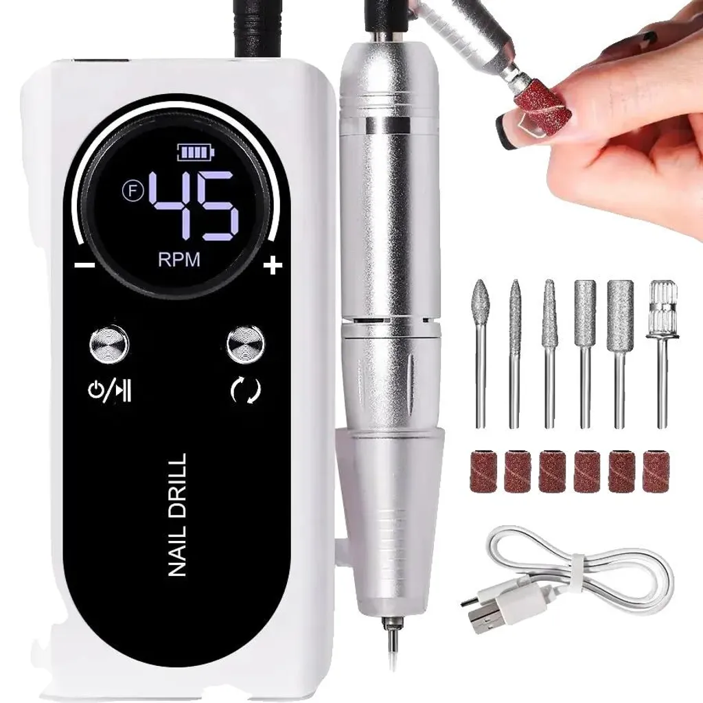 Cloueuse sans fil 45 000 tr/min blanche avec batterie rechargeable USB