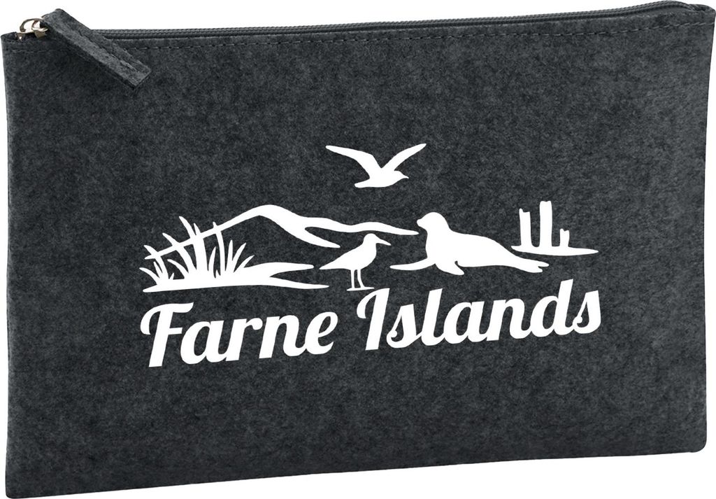Huuraa Kulturbeutel Farne Islands Vereinigtes Königreich 1 Liter Charcoal Filz Kosmetiktasche Geschenkidee