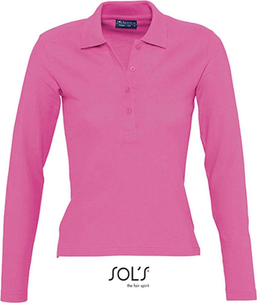SOLs 11317 | Damen Longsleeve Poloshirt Podium / Vier Knöpfe - Farbe: Flash Pink - Größe: L