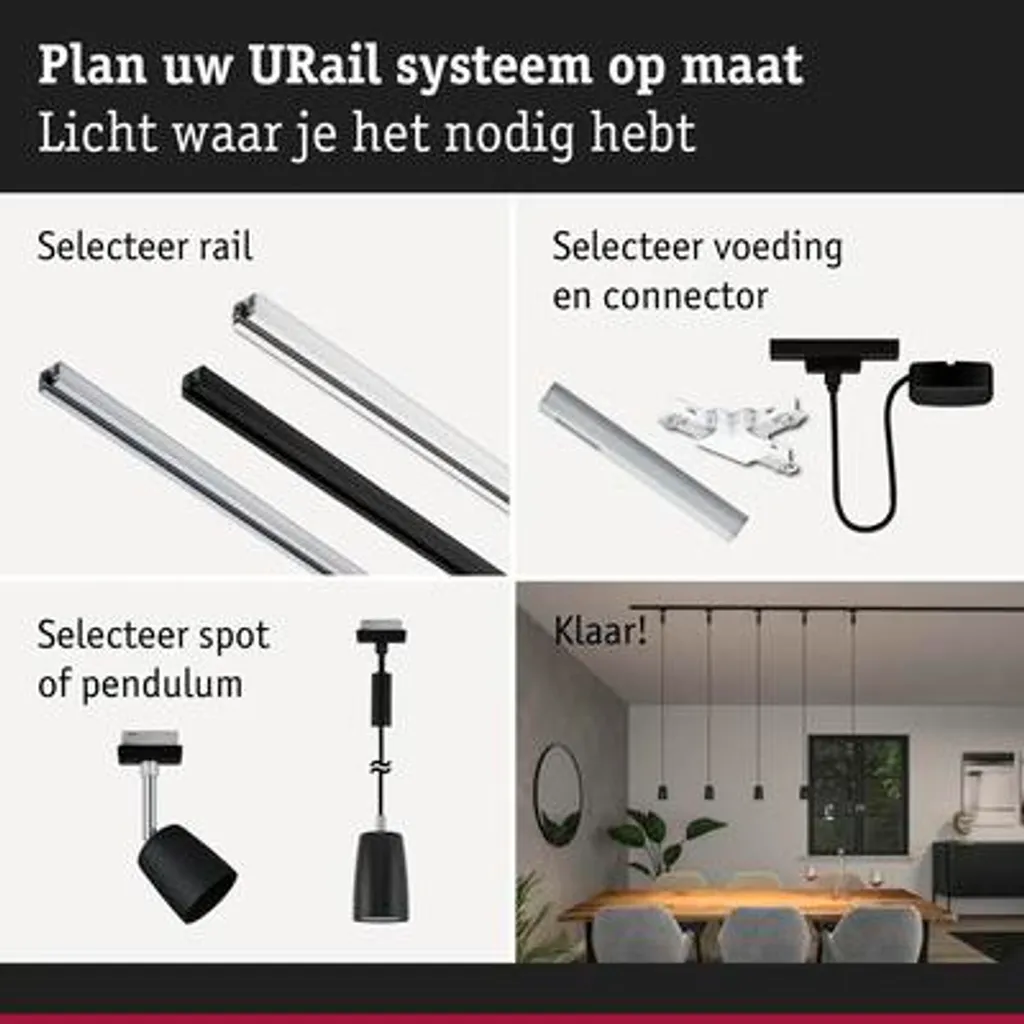 Suspension URail Paulmann Cover noir mat dimmable éclairage modulable - 3