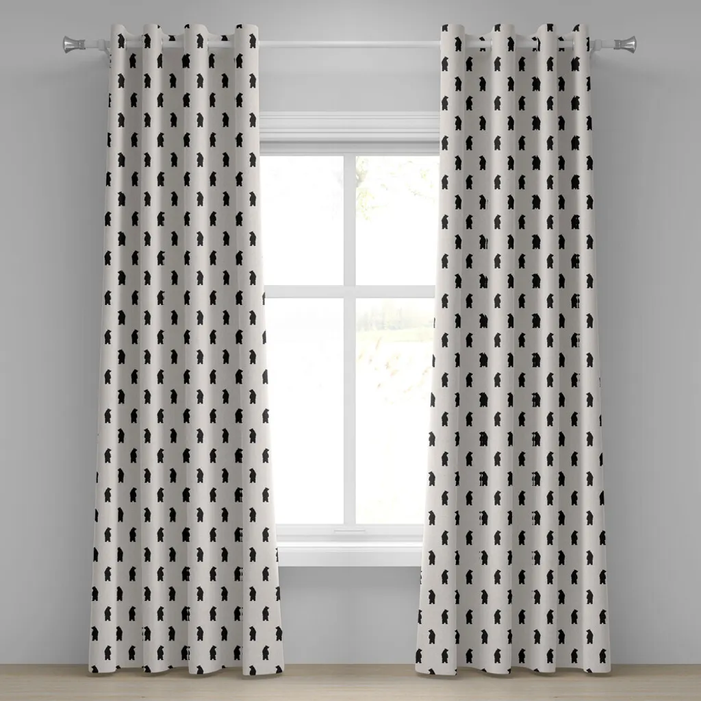 Rideau à œillets ABAKUHAUS Animal Ours - Paire de 280 x 245 cm Crème