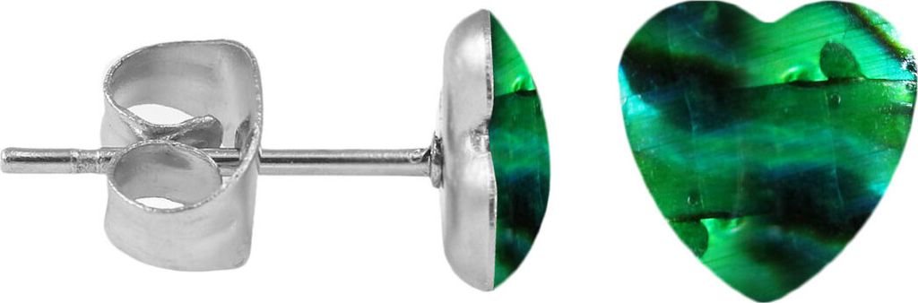 Chirurgenstahl Ohrstecker Perlmutt Herz Farbe - Dunkelgrün