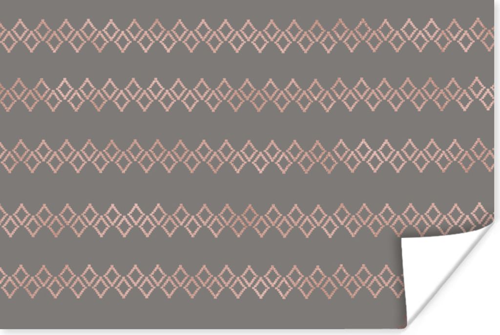 MuchoWow Poster Muster - Grau - Rosa - Luxus 180x120 cm - Fotoplakat
