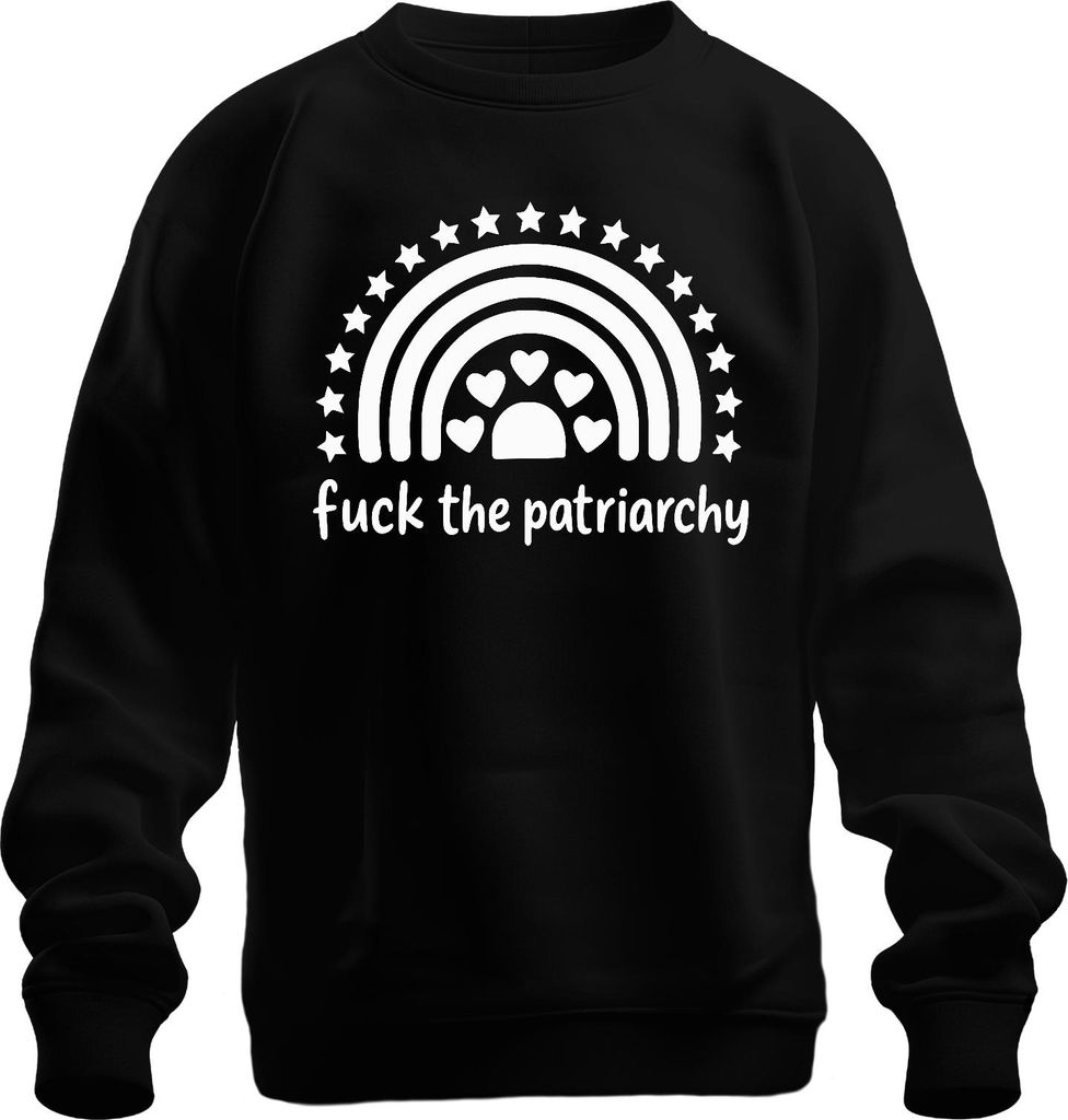 Fuck Patriarchy Feminismus Regenbogen Herzen Sterne Protest Mut Uni Sweatshirt Pullover, Schwarz, XL