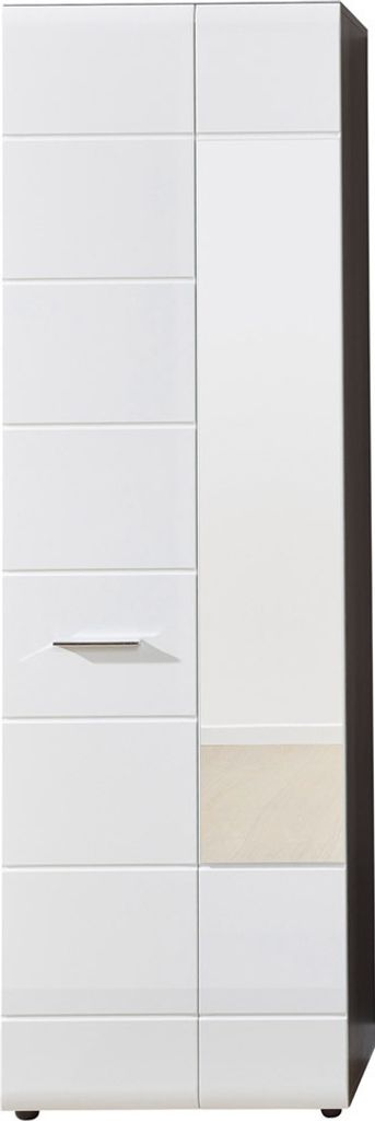 LineGD Garderobenschrank 2 Türen rauchsilber, weiß Hochglanz.
