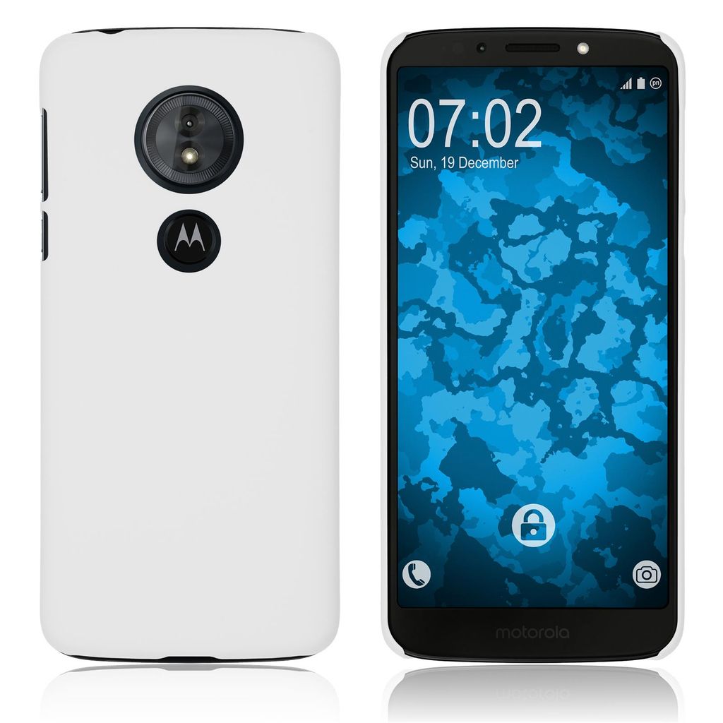 PhoneNatic Case kompatibel mit Lenovo Moto G6 Play - Hülle weiß gummiert Hard-case Cover
