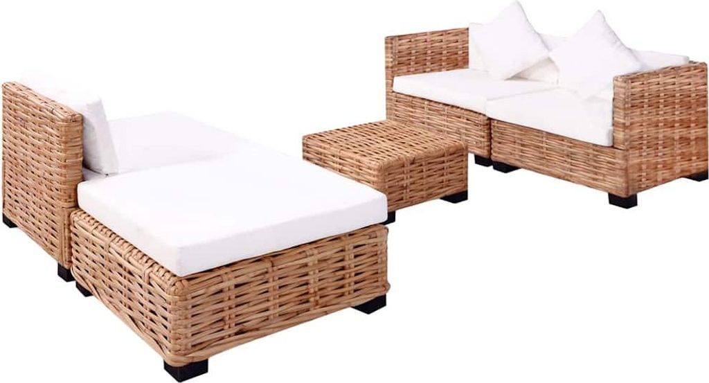 vidaXL Sofagarnitur 14-tlg. Natürliches Rattan