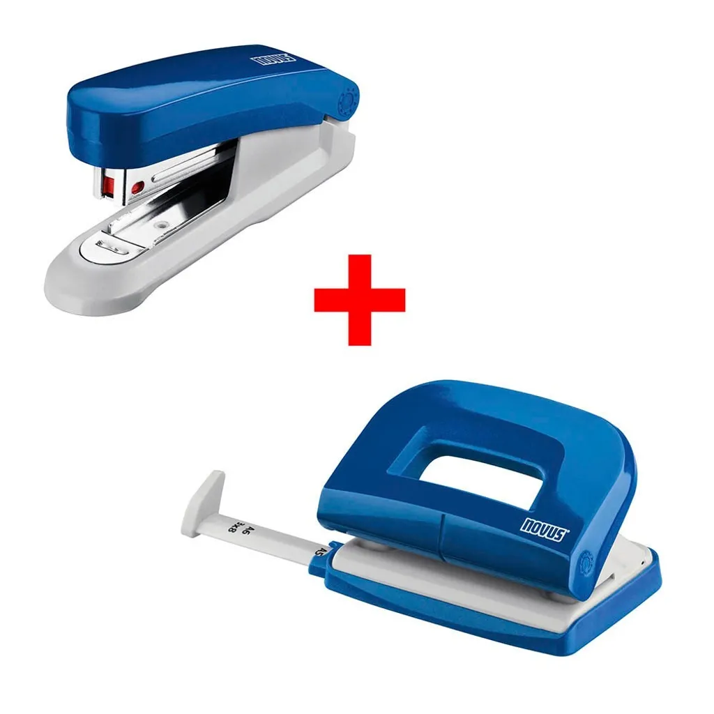 Set Novus E15 e E210 Blu: Cucitrice e Perforatore per Ufficio e Casa - 4