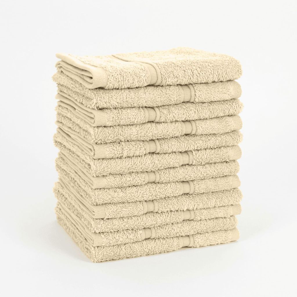 Vency Premium 12er-Pack Gästehandtücher Handtücher für Gesicht und Hände – 100 % Baumwolle, weich und saugfähig – 30x30 cm, Beige