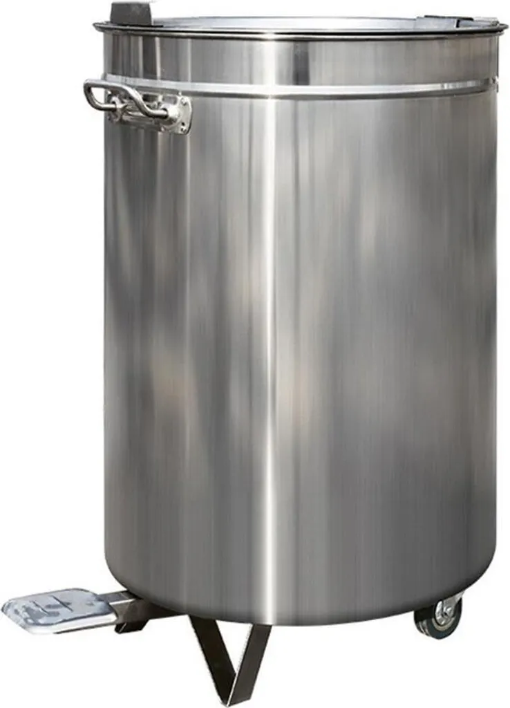 Grande poubelle de cuisine 60 litres design moderne en inox argenté