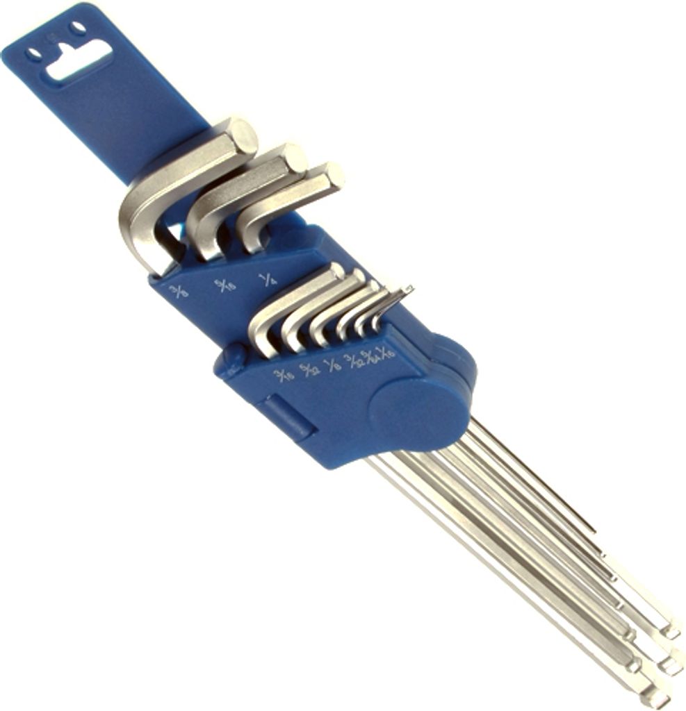 9 x Innen-6-kant Kugelkopf Winkleschlüssel EXTRA LANG 1/16"-3/8" ZOLL SAE 6-kant