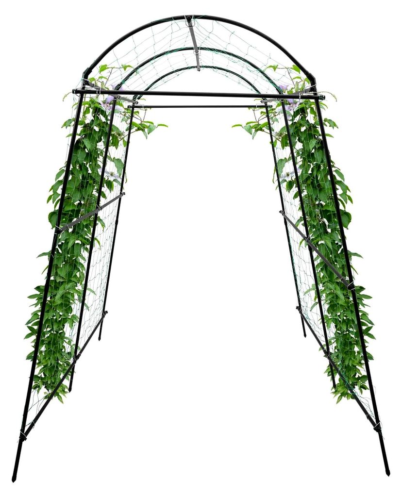 Gartentunnel Spalier, Gartenbogen aus Metall für Pflanzen, Rosenbogen, Rankgitter, Schwarz